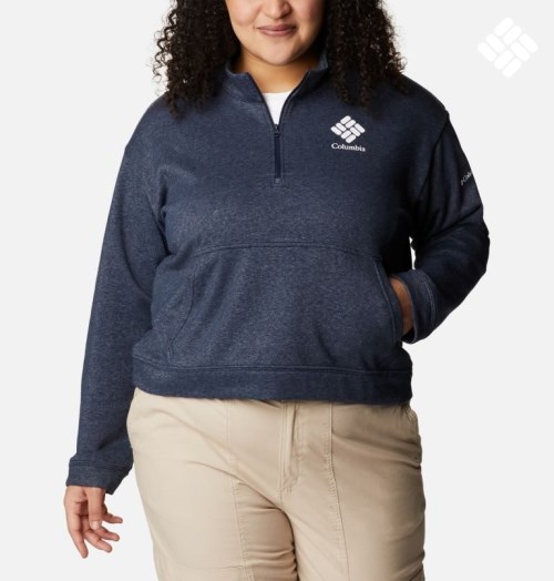 Columbia Trek French Terry Half Zip Gensere Dame Marineblå | Plus Size 26103T